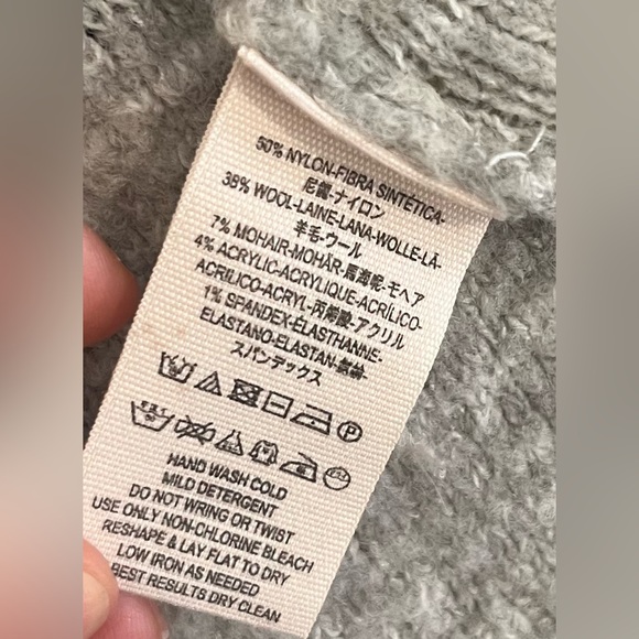 Free People Open Knit Wool Cardigan Sweater Pockets Light Gray Boho Women’s M - Picture 8 of 8